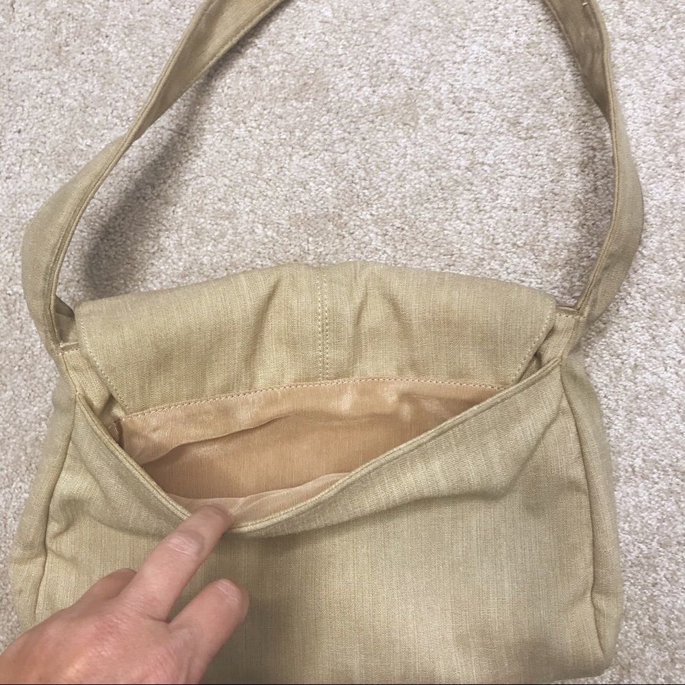 ⭐️Maxx New York Tan Canvas wooden purse bag - Picture 5 of 9